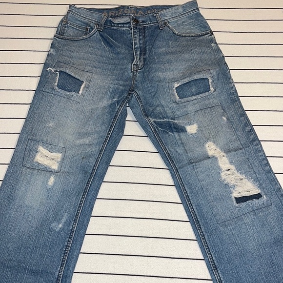 ARIZONA Patched Loose Straight Denim Jeans Mens Size 32 - Picture 1 of 12